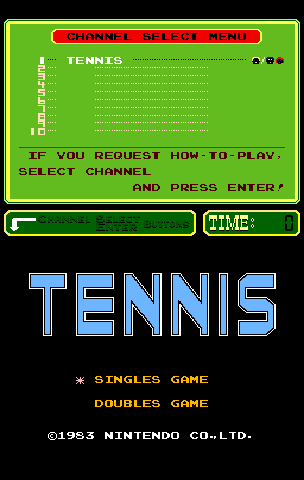 Tennis (PlayChoice-10) Title Screen